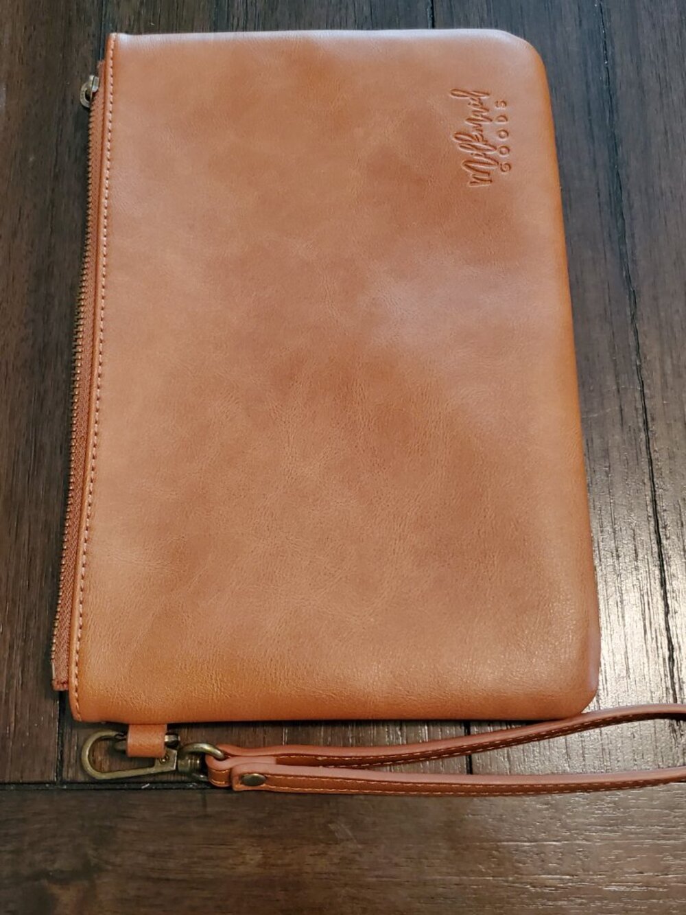 Milkmaid Wristlet Clutch Hand Bag Brown Leather Removable Strap
